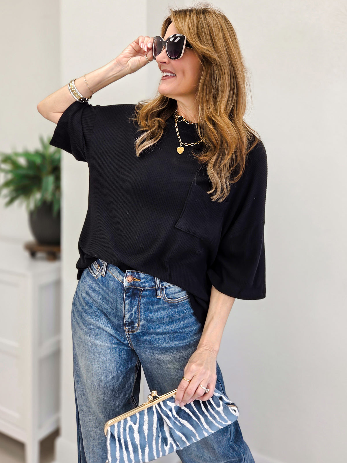 Brushed Rib Pocket Top