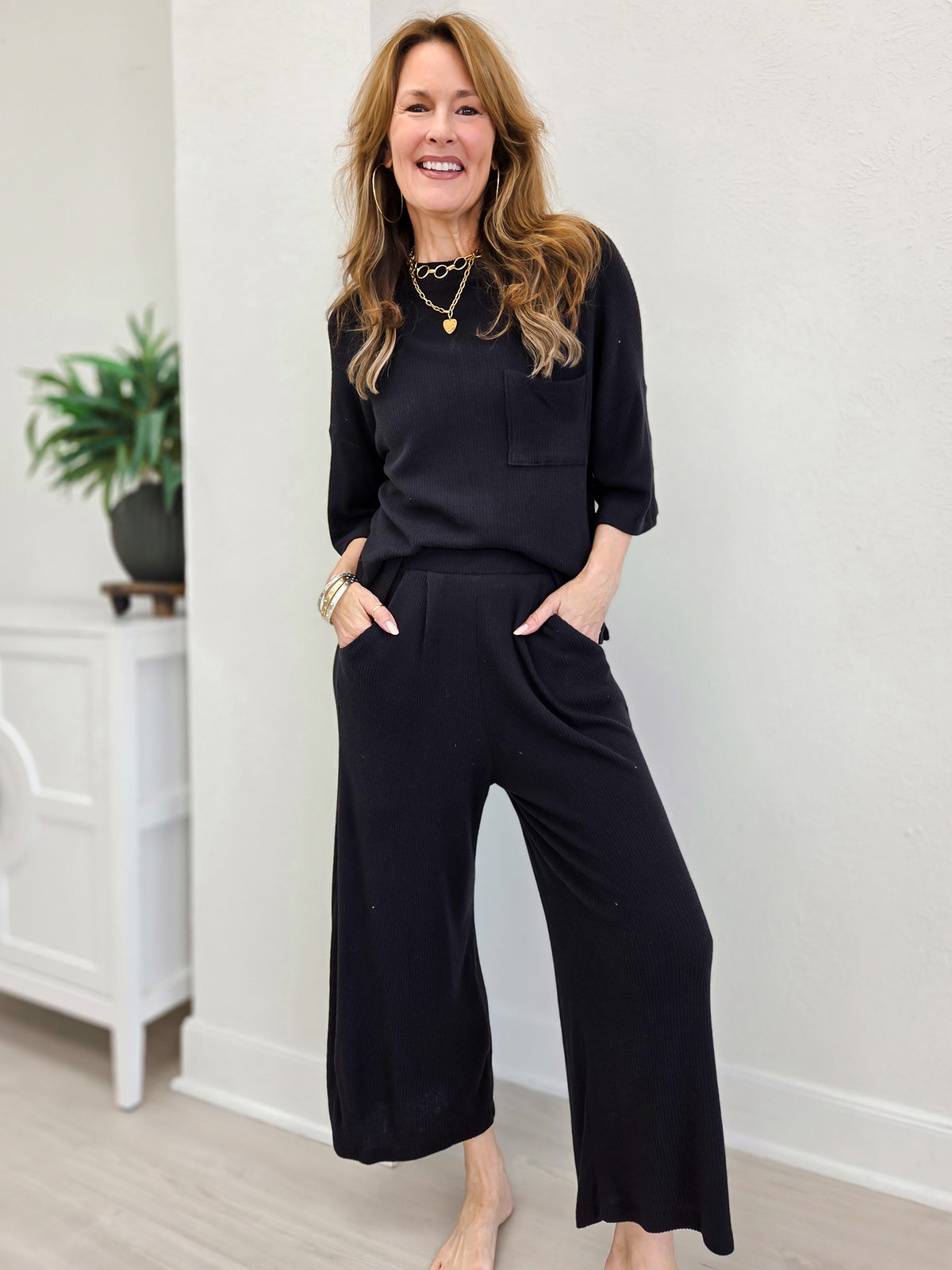 Casual All Day Brushed Rib Pants