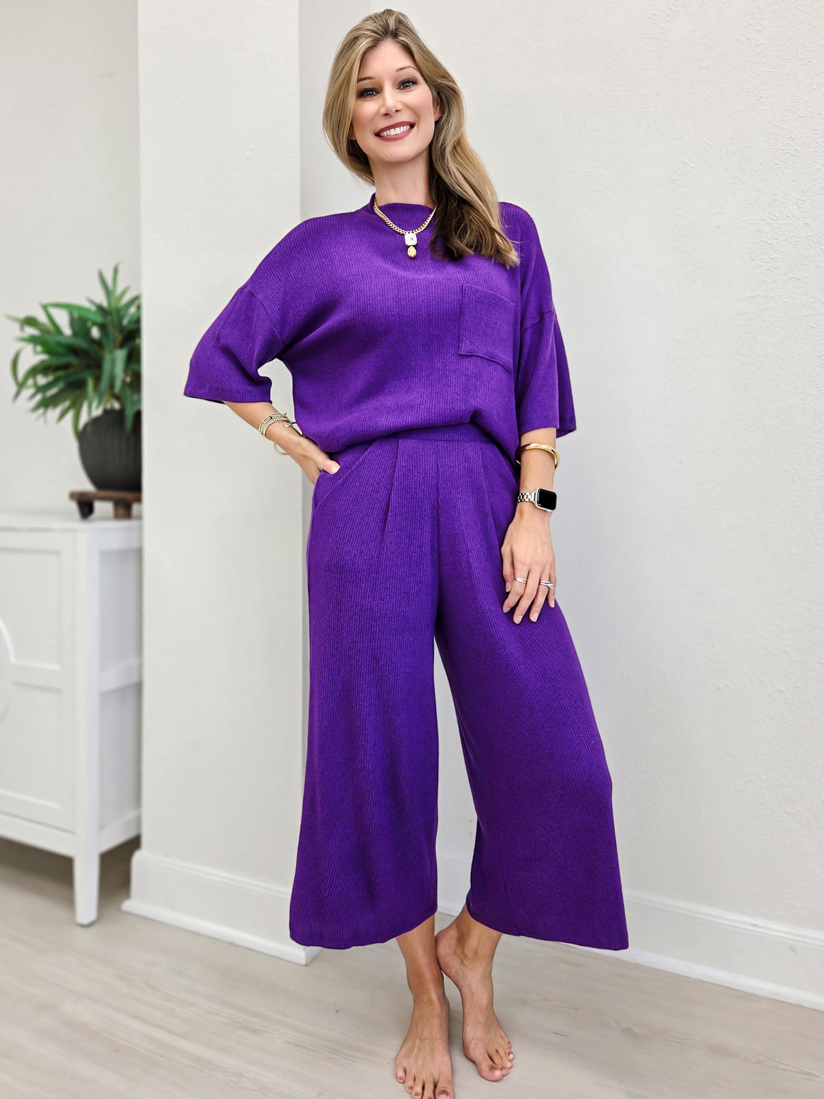 Casual All Day Brushed Rib Pants