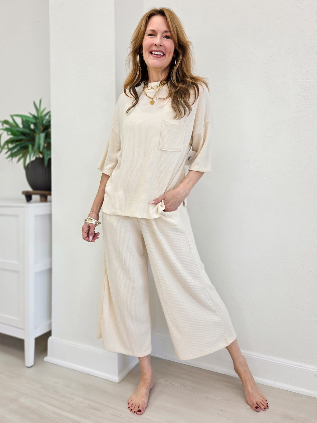 Casual All Day Brushed Rib Pants