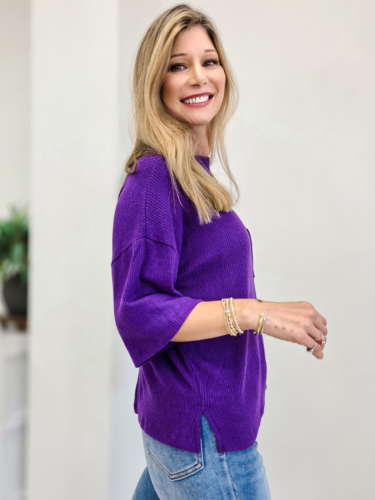 Brushed Rib Pocket Top