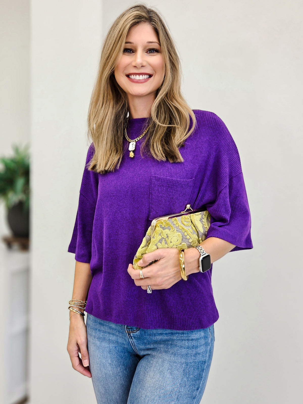 Brushed Rib Pocket Top