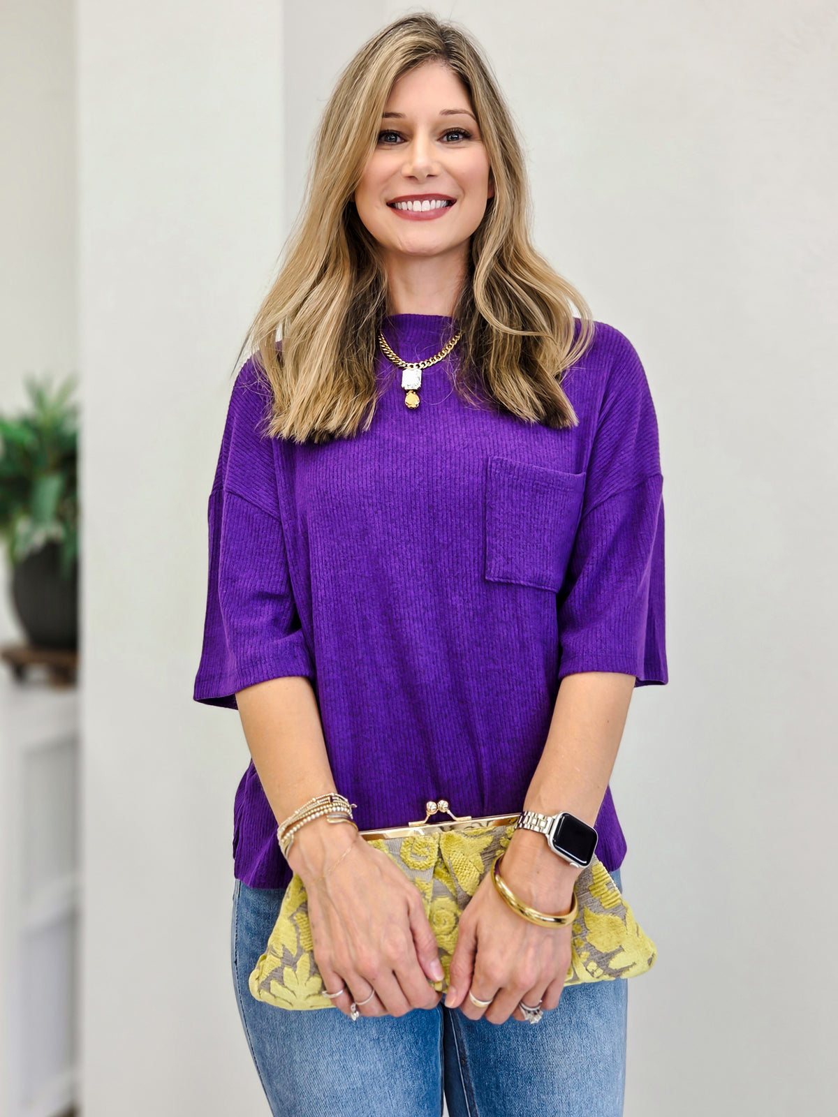 Brushed Rib Pocket Top