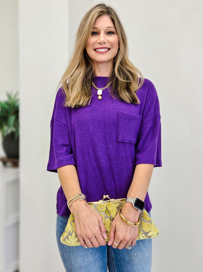 Brushed Rib Pocket Top
