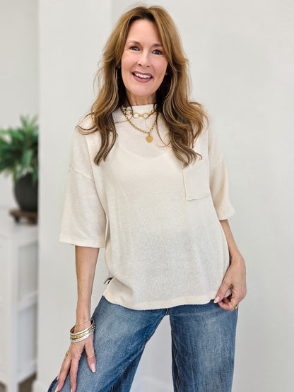 Brushed Rib Pocket Top