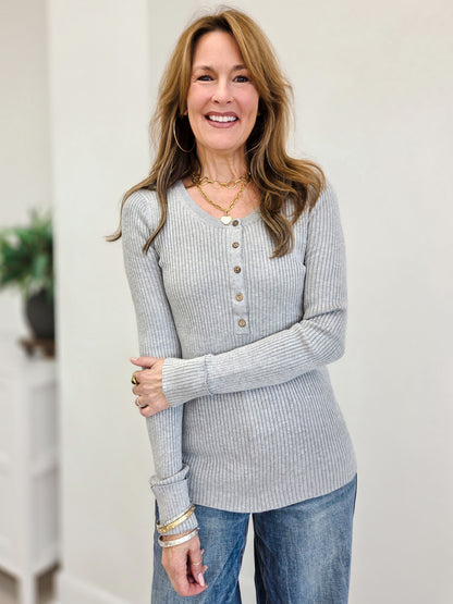 The Everyday Knit Down Henley Top