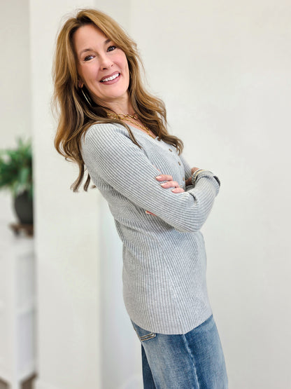 The Everyday Knit Down Henley Top