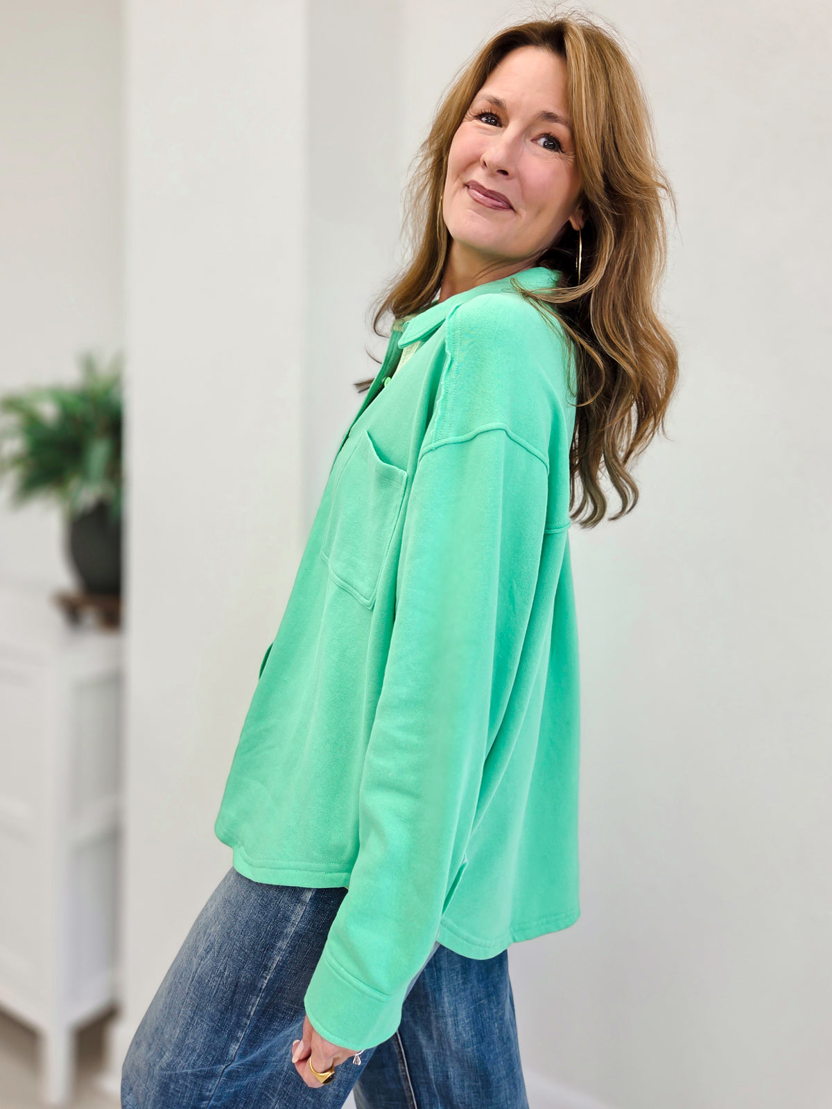Casual Day Terry Button Down Shirts