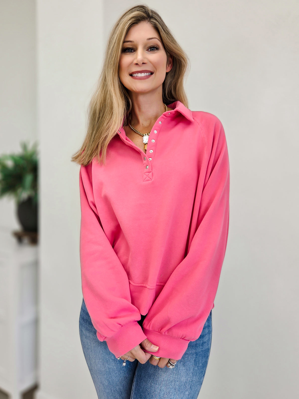 French Terry Snap Button Pull Over