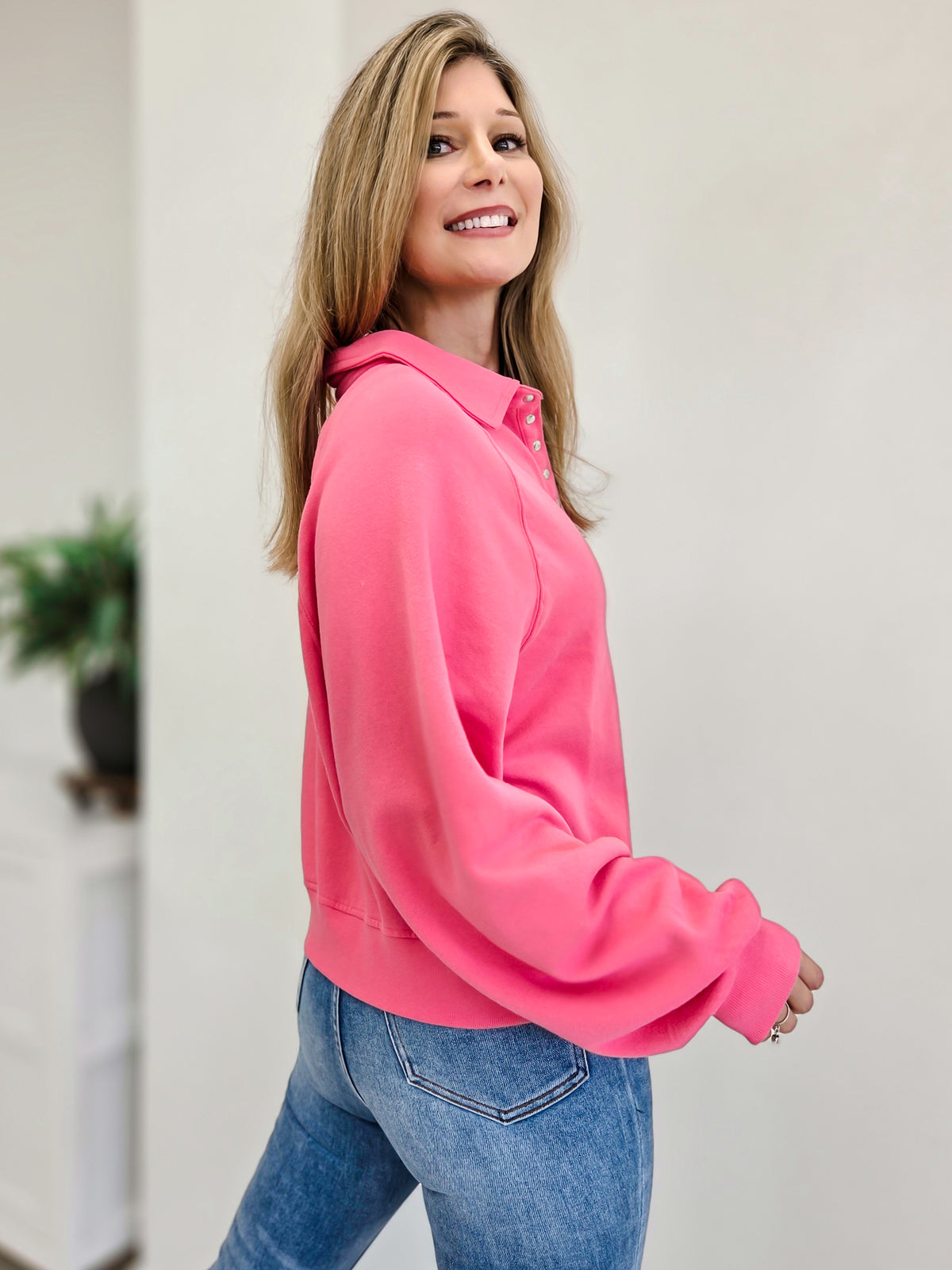 French Terry Snap Button Pull Over