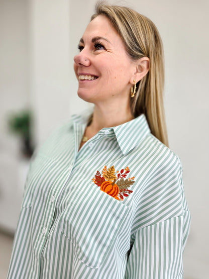 Long Sleeve Embroidered Pumpkin Top