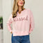 Long Sleeve V-Neck Embroidered Blessed Top