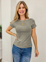 Olive & White Stripe