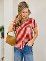 Rust & White Stripe
