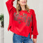 Plaid Patch Letter Merry Oversized Sweatshirt