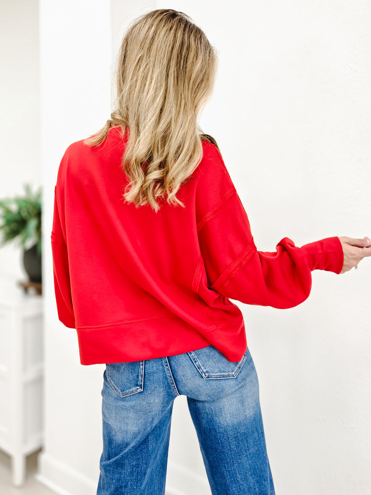 Plaid Patch Letter Merry Oversized Sweatshirt
