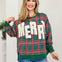 Plaid Pullover Sweatshirt With Sherpa Merry Detail