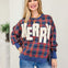 Plaid Pullover Sweatshirt With Sherpa Merry Detail