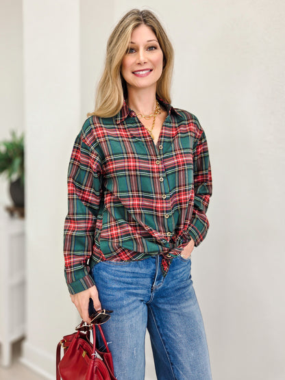 Holiday Plaid Button Down Shirt