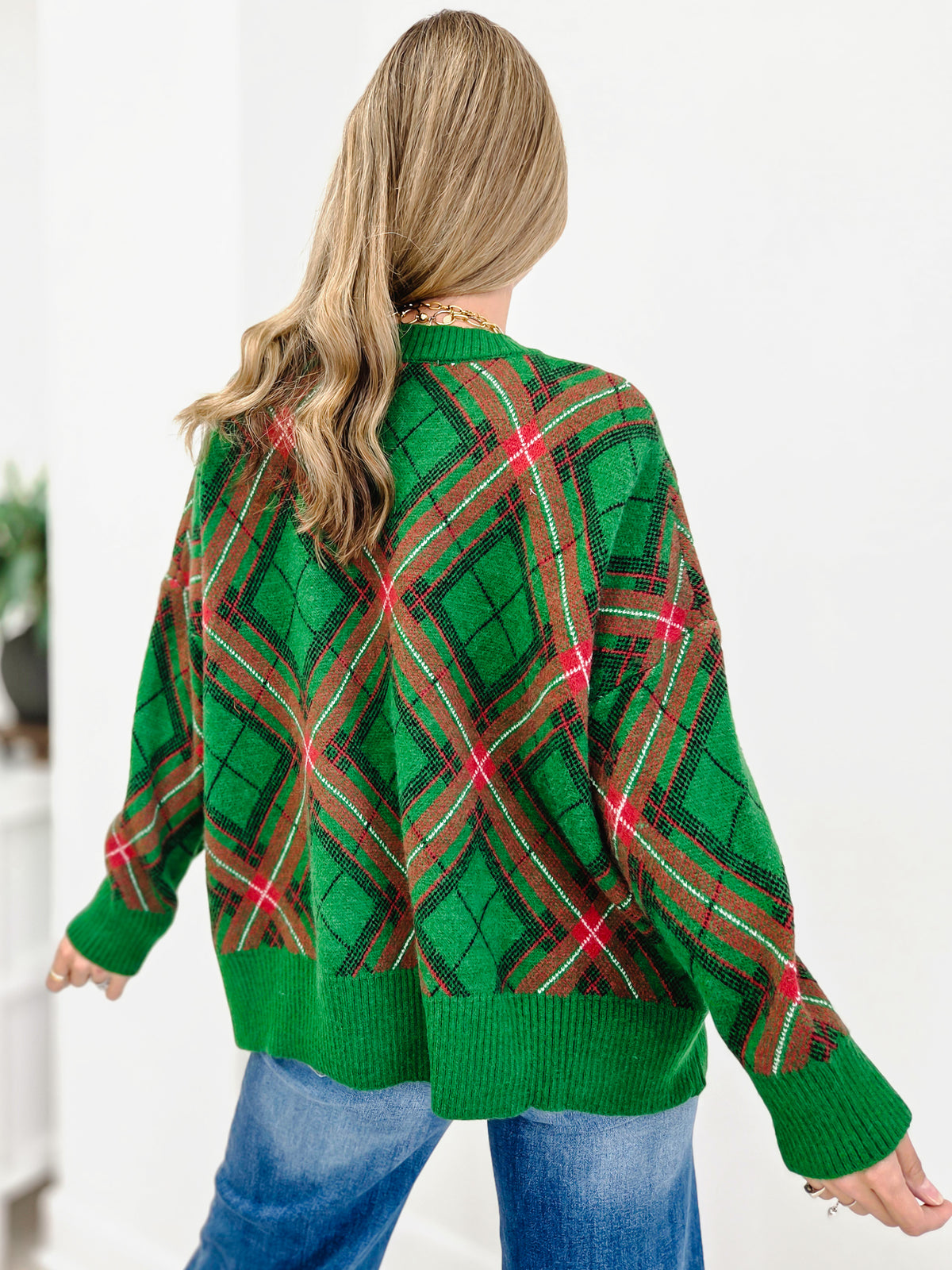 Ho Ho Ho Plaid Christmas Sweater