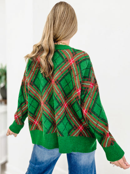 Ho Ho Ho Plaid Christmas Sweater
