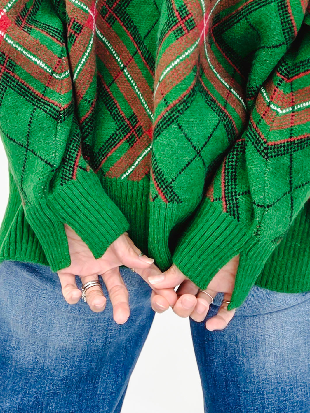 Ho Ho Ho Plaid Christmas Sweater
