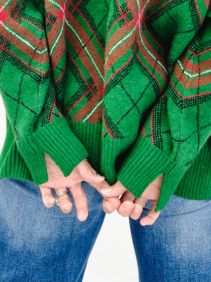 Ho Ho Ho Plaid Christmas Sweater