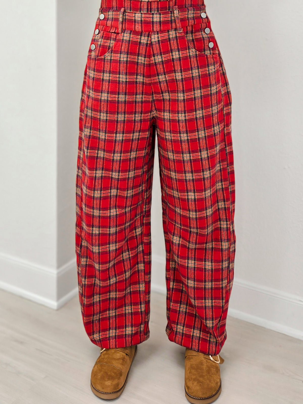 Red Plaid Holiday Overalls