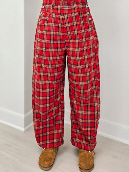 Red Plaid Holiday Overalls