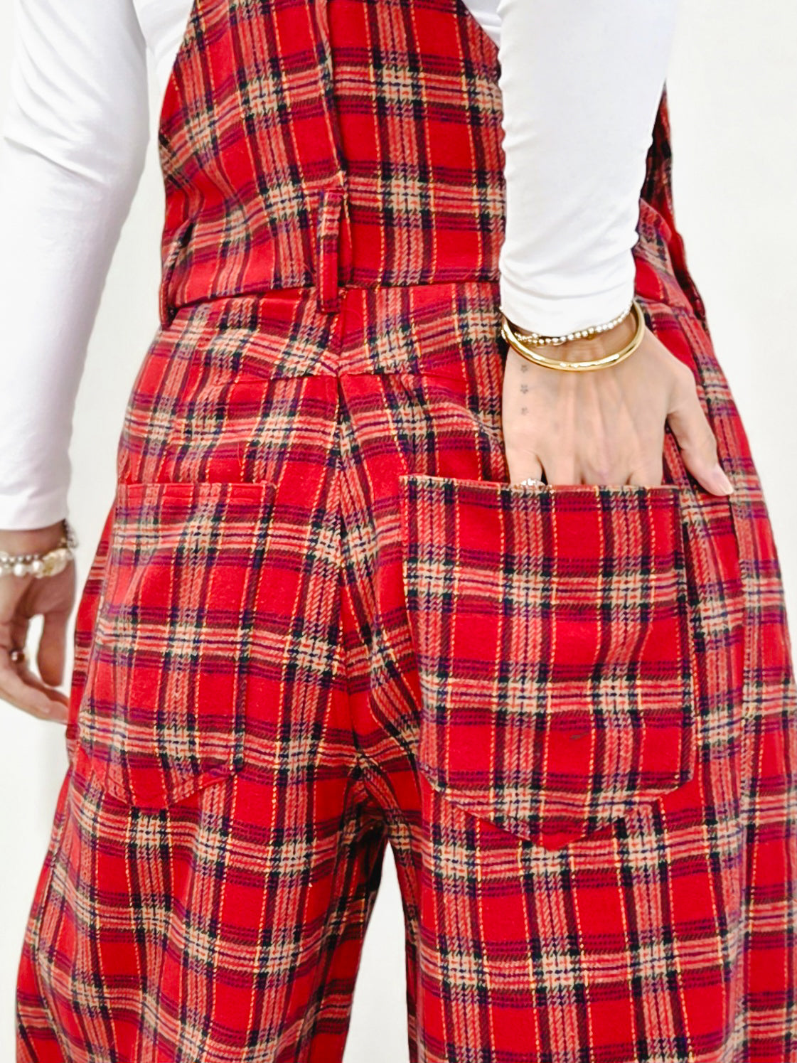 Red Plaid Holiday Overalls