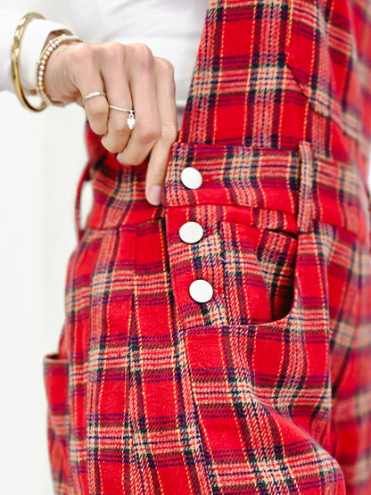 Red Plaid Holiday Overalls
