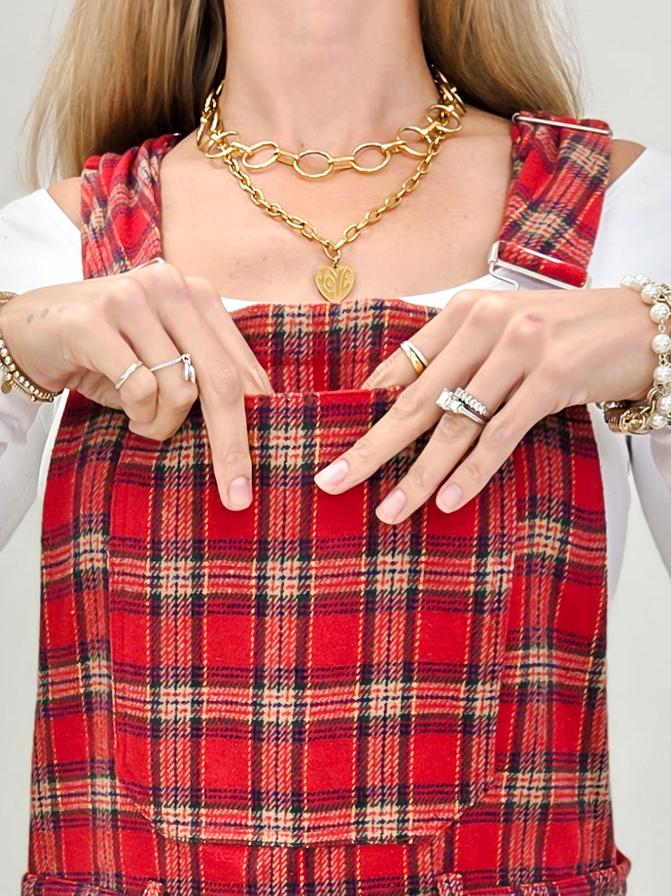 Red Plaid Holiday Overalls