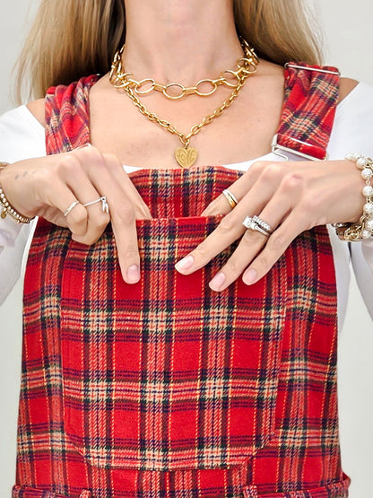 Red Plaid Holiday Overalls