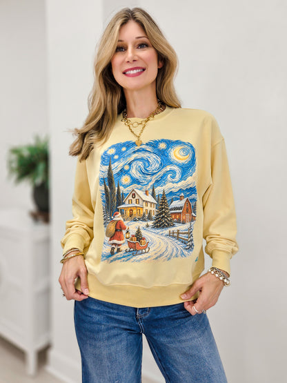 Starry Christmas Night Graphic Top