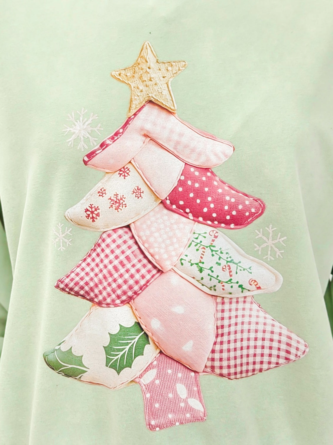 Pink Sewn Christmas Tree Graphic Top