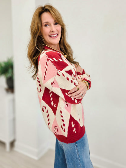 Candy Cane Argyle Sweater
