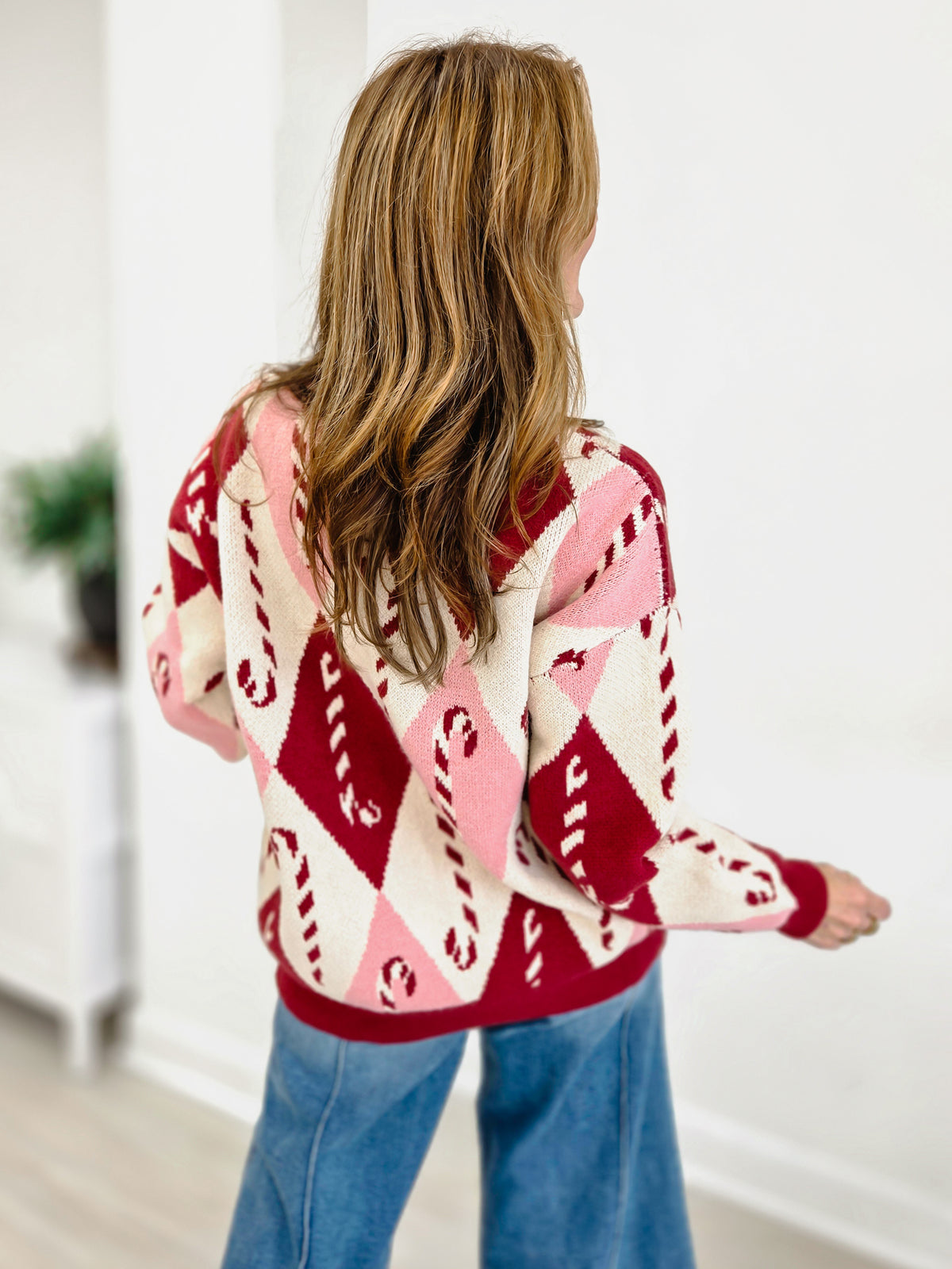 Candy Cane Argyle Sweater