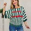 Christmas Lettering Striped Dolman Sleeve Sweater