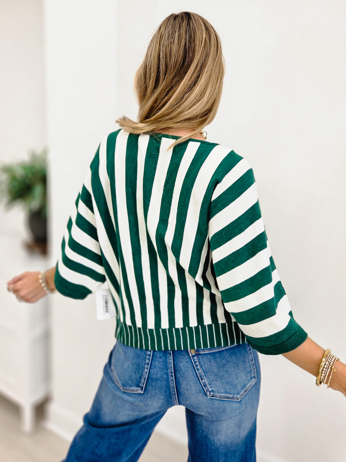 Christmas Lettering Striped Dolman Sleeve Sweater