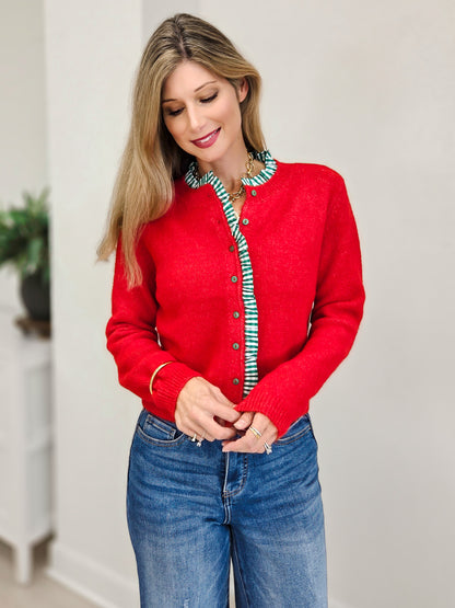 Gingham Christmas Ruffled Cardigan