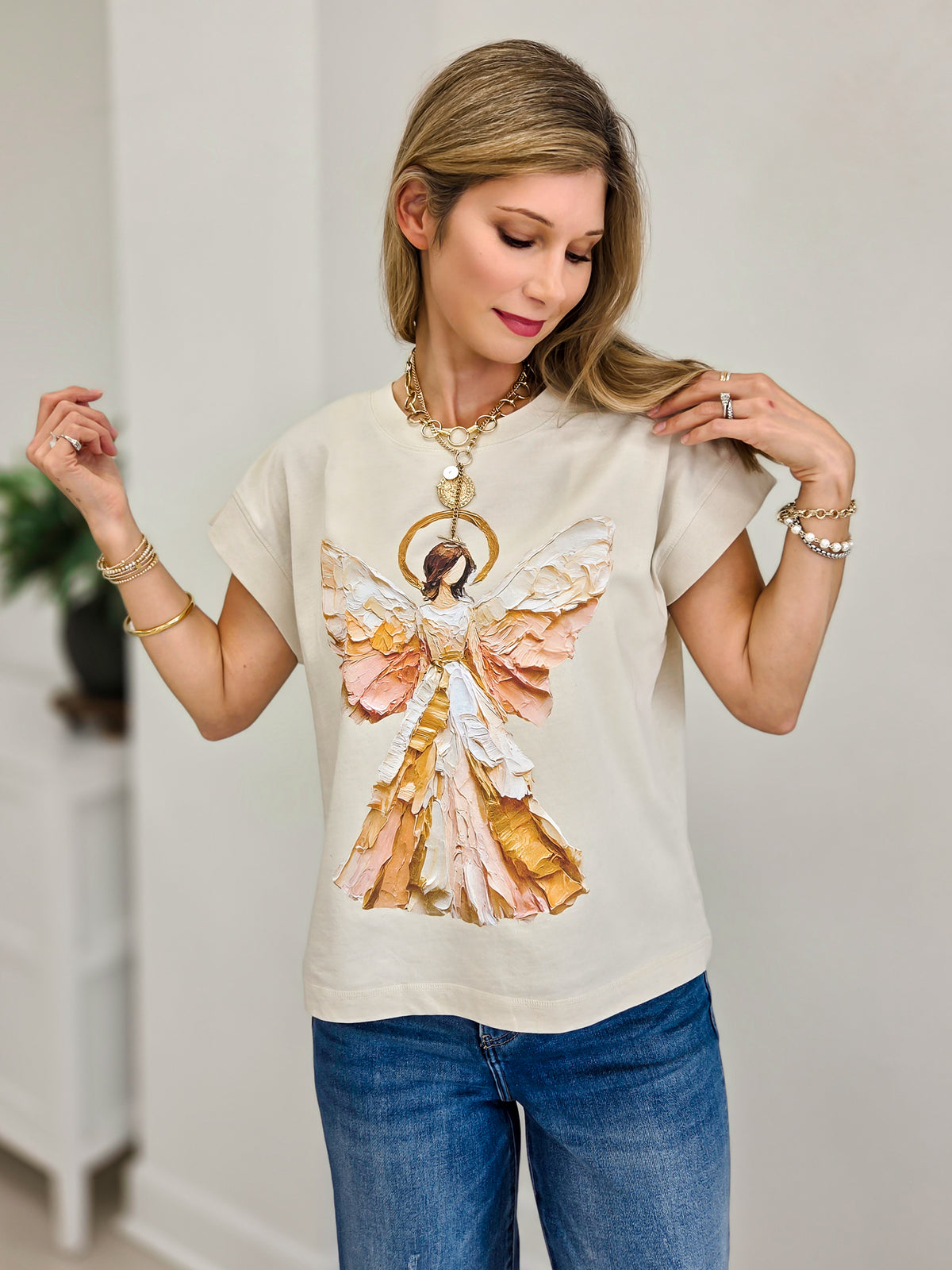 Painted Christmas Angel Graphic Tee