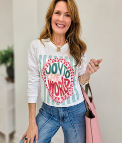 Joy To The World Preppy Long Sleeve Graphic Tee