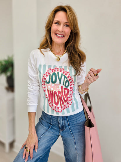 Joy To The World Preppy Long Sleeve Graphic Tee