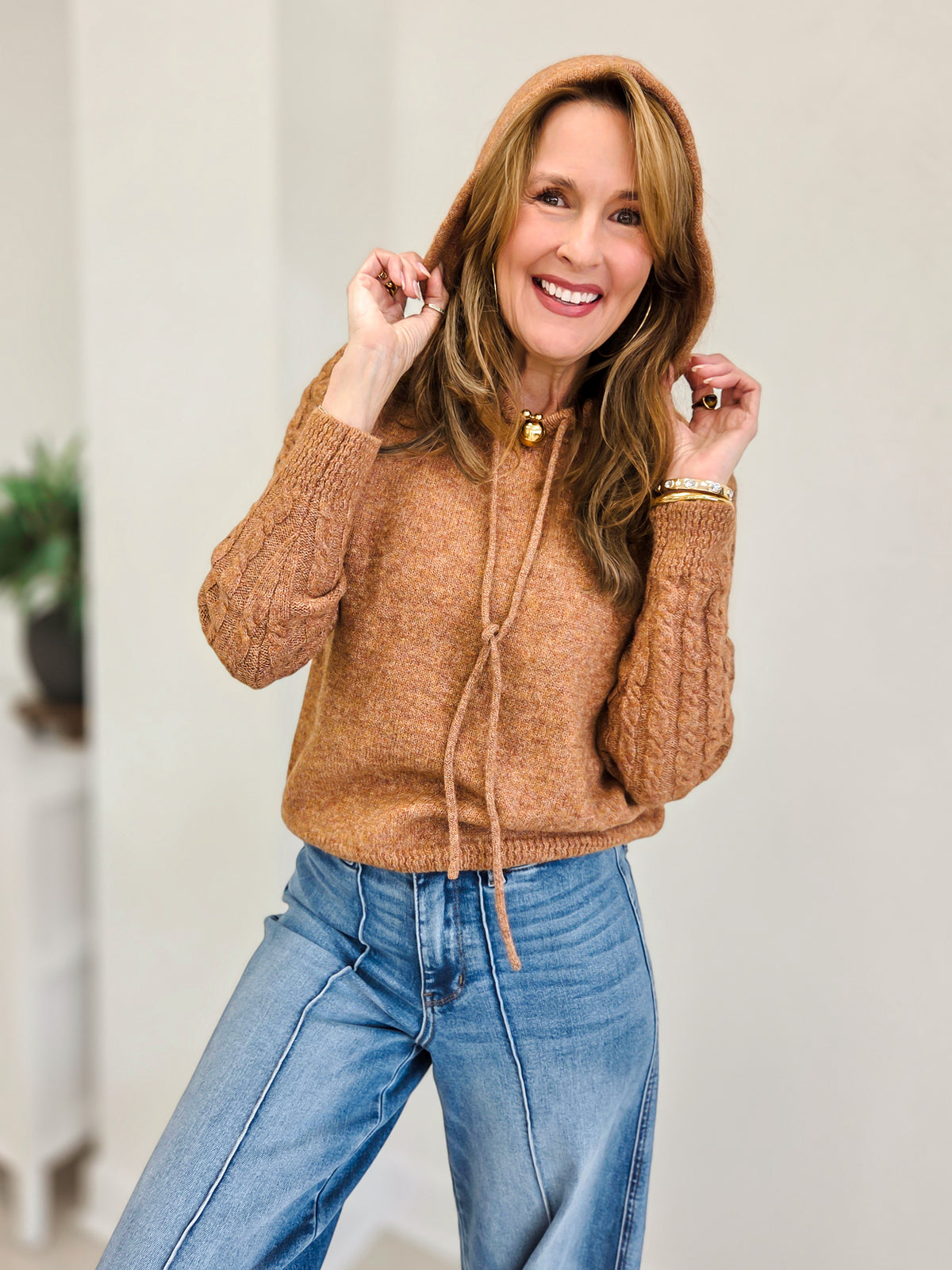 Warm & Wander Cable Knit Hooded Sweater