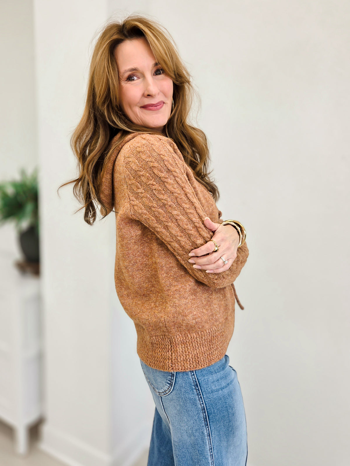 Warm & Wander Cable Knit Hooded Sweater