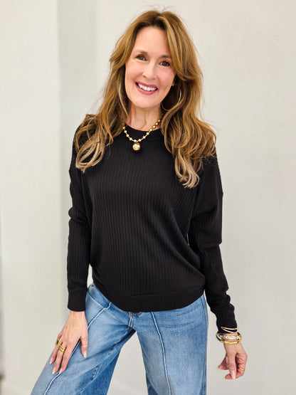 Long Story Short Wide Rib Knit Pullover Top