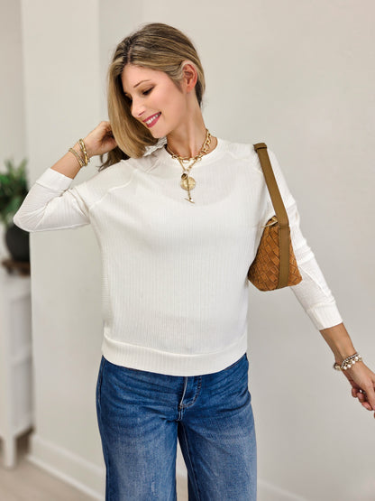 Long Story Short Wide Rib Knit Pullover Top