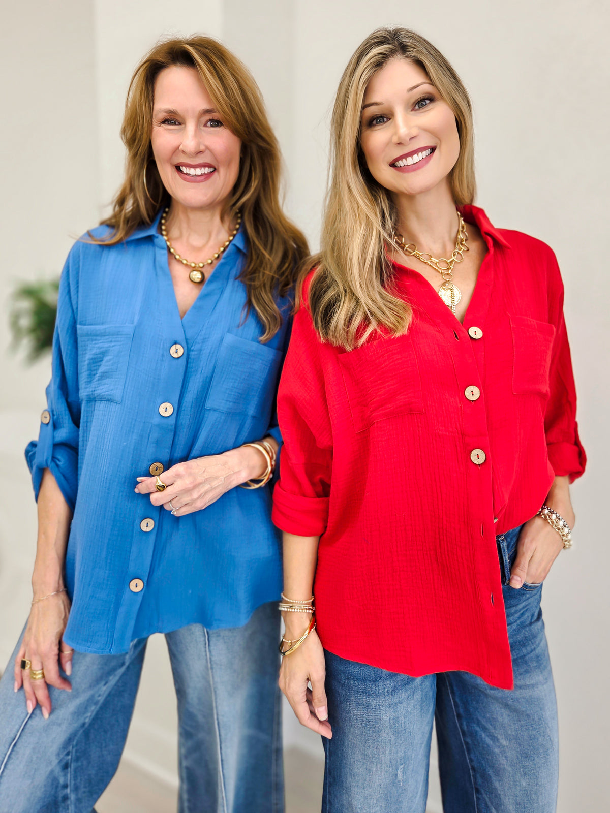 The Everyday Edit Long Sleeve Textured Gauze Button Down Shirt
