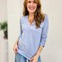 Easy Does It Long Sleeve Split Neck Roll Tab Top
