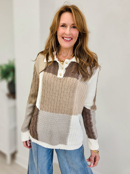 Cozy Connections Patchwork Sweater